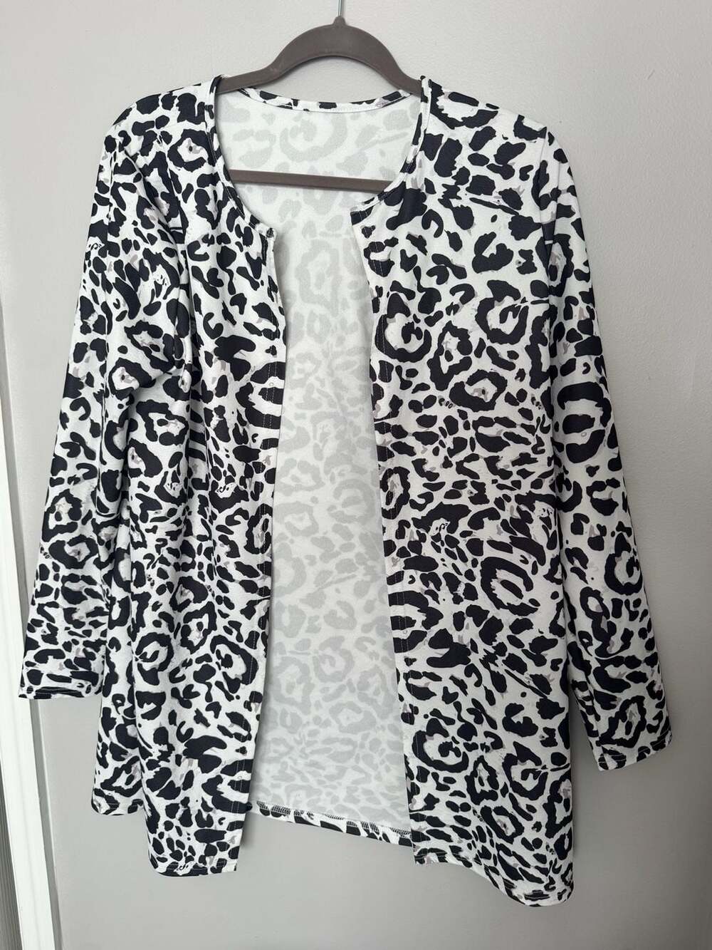Women's Casual Open Front Long Sleeve Leopard Print Cardigan Coat